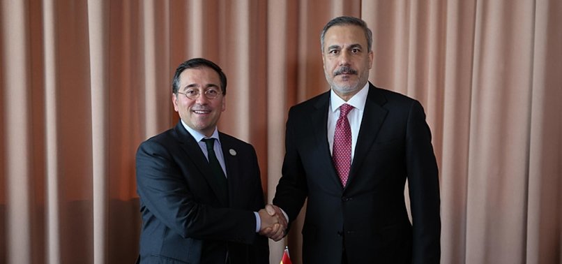 TURKISH FOREIGN MINISTER MEETS QATARI, SPANISH COUNTERPARTS IN BRUSSELS