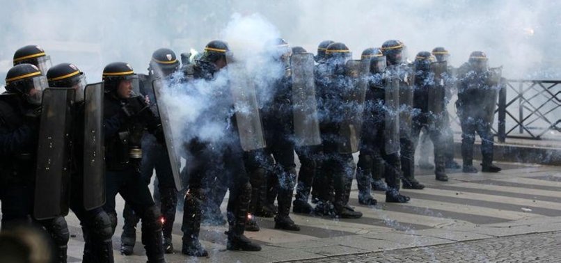 PARIS POLICE FIRE TEAR GAS AT PROTESTERS ON MAY DAY