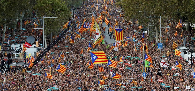 CATALAN LEADER REJECTS ILLEGAL CONTROL FROM MADRID AS 450,000 RALLY IN BARCELONA