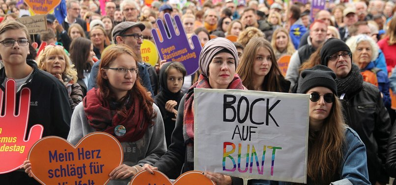 THOUSANDS IN BERLIN PROTEST HATE AND RACISM IN PARLIAMENT