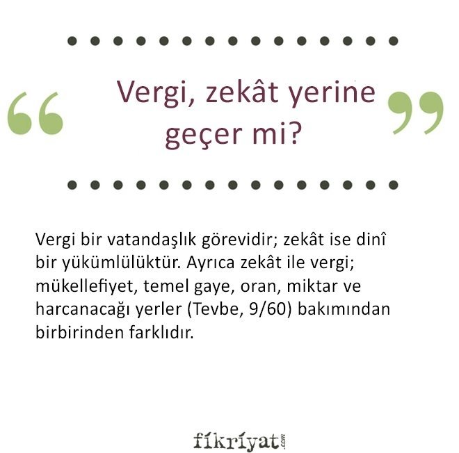 VERGİ ZEKAT YERİNE GEÇER Mİ?