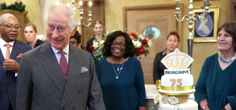 KING CHARLES MARKS 75TH BIRTHDAY A DAY EARLY WITH THREE-TIERED CAKE