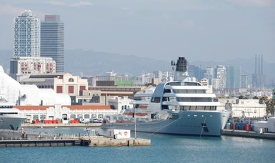 Yacht linked to Russian oligarch Roman Abramovich leaves Barcelona