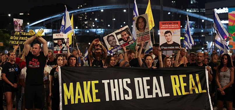 THOUSANDS OF ISRAELIS AGAIN TAKE TO STREETS TO DEMAND HOSTAGE SWAP DEAL