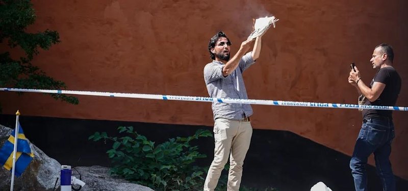 Iraqi refugee burns Islamic holy book Koran in front of Stockholm mosque