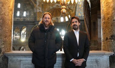 Hollywood actor Travis Fimmel tours Hagia Sophia during touristic visit to Istanbul