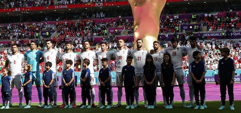 IRAN PLAYERS RESUME SINGING OF NATIONAL ANTHEM AT WORLD CUP MATCH