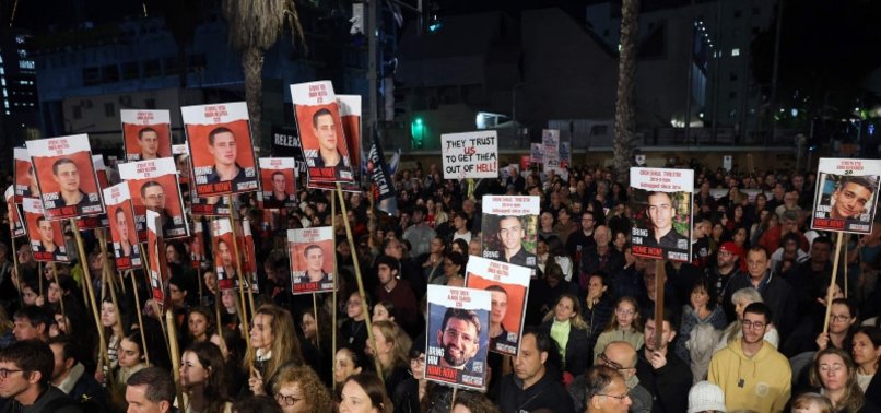 THOUSANDS OF ISRAELIS GATHER IN TEL AVIV TO CALL FOR RESIGNATION OF PRIME MINISTER BENJAMIN NETANYAHU