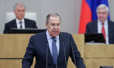 Russian foreign minister laughs at question on Macron's troop deployment remarks on Ukraine