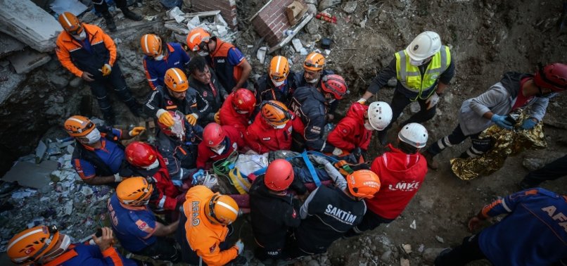 RESCUE EFFORTS CONTINUE IN QUAKE-HIT IZMIR TO PULL SURVIVORS OUT OF RUBBLES OF COLLAPSED BUILDING