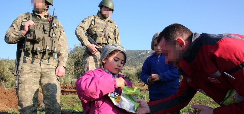 TURKISH SOLDIERS DELIVER FOOD AID TO FAMILIES IN AFRIN