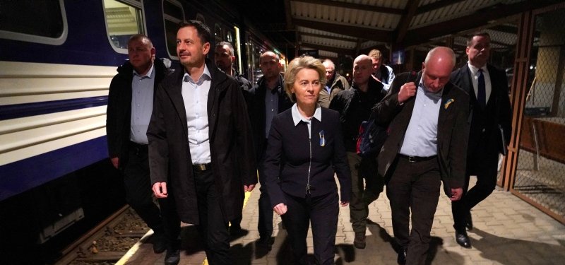 EU's von der Leyen heads to Kiev by train