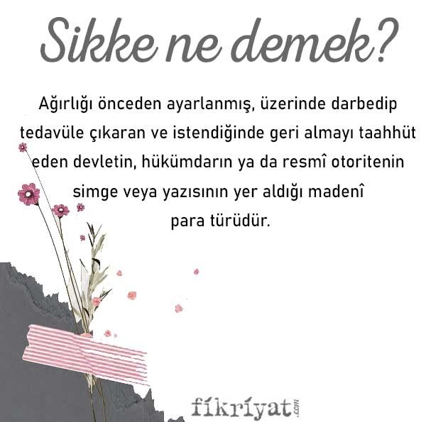 SİKKE NE DEMEK?