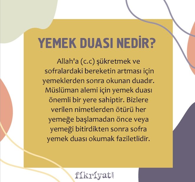 YEMEK DUASI NEDİR?