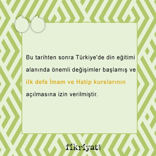İMAM HATİP OKULU’NUN KURUCU MÜDÜRÜ OLDU