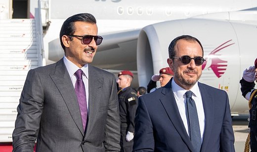 Qatar’s Emir arrives at Greek Cyprus