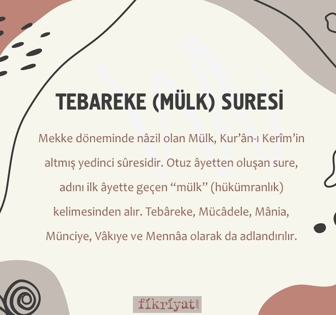 TEBAREKE MÜLK SURESİ