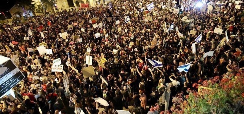 PROTESTERS DEMAND NETANYAHU RESIGN BEFORE POLLS IN ISRAEL