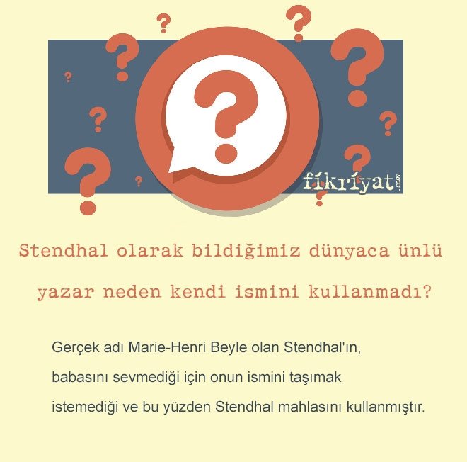 Stendhal olarak bildiğimiz dünyaca ünlü yazar neden kendi ismini kullanmadı?