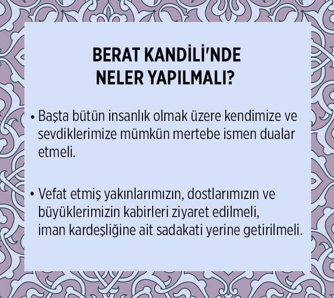 BERAT KANDİLİ'NDE NELER YAPILMALI?
