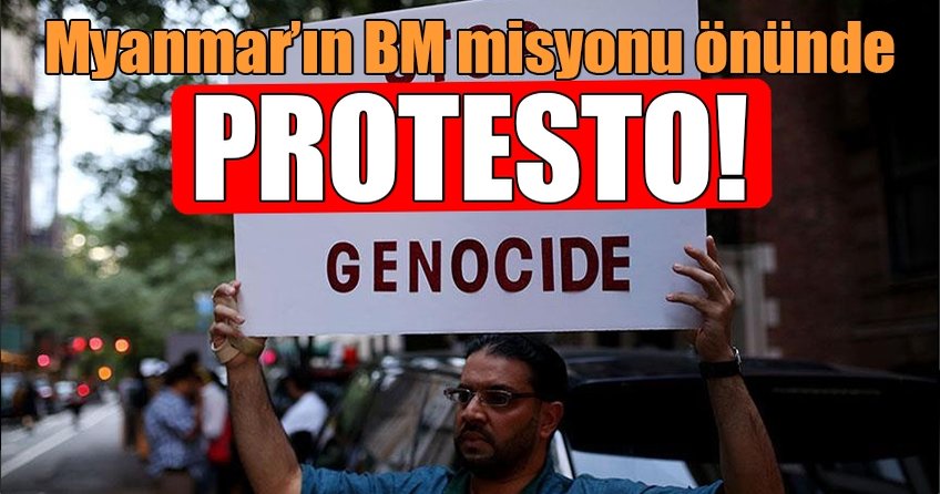 Myanmar’ın BM misyonu önünde protesto