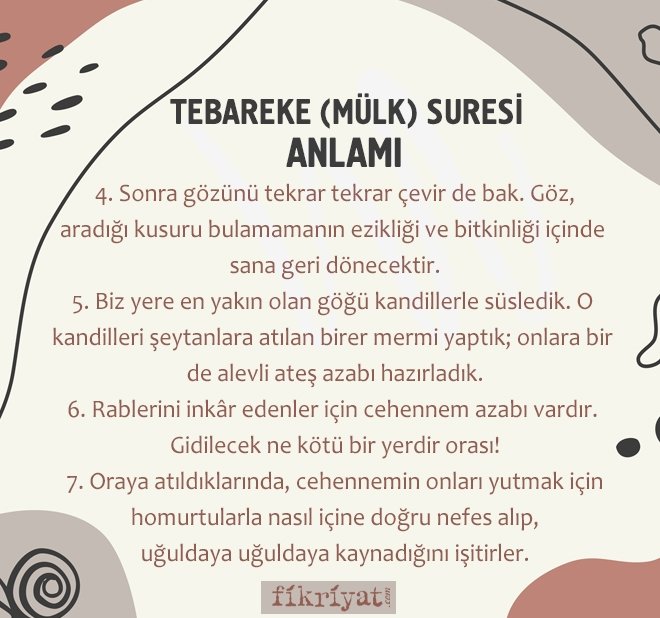 TEBAREKE MÜLK SURESİ MEALİ