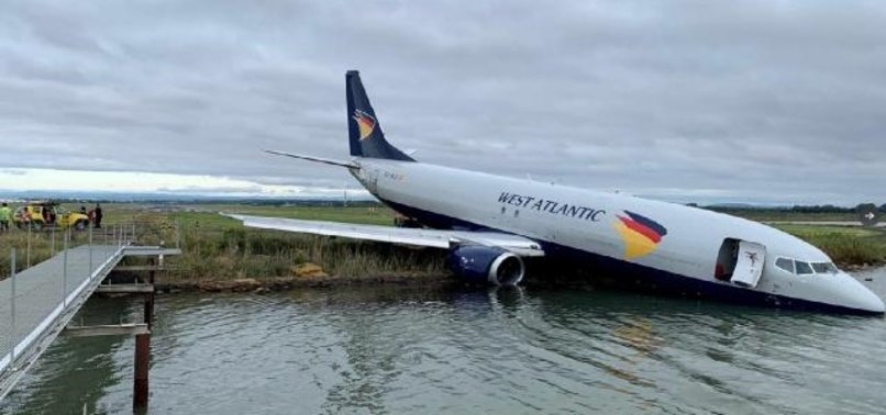 PLANE GETS OFF TRACK WHILE LANDING, ENDS UP IN WATER IN FRANCE