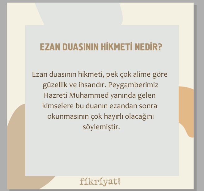EZAN DUASININ HİKMETİ NEDİR?