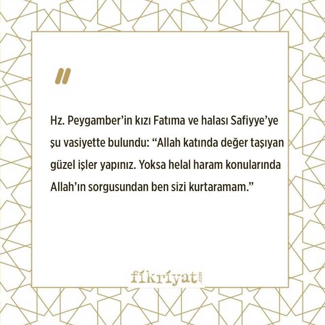 HZ. PEYGAMBER’İN, HZ. FATIMA’YA VASİYETİ