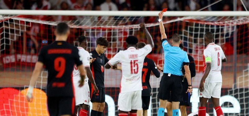 Monaco beat 10-man Barcelona 2-1 in Champions League