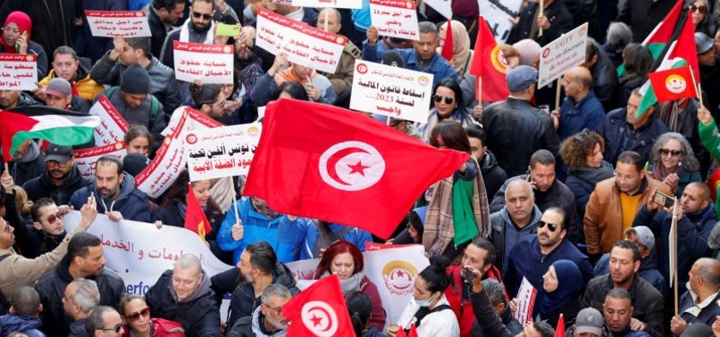 TUNISIAN UNION HOLDS BIGGEST PROTEST YET AGAINST PRESIDENT