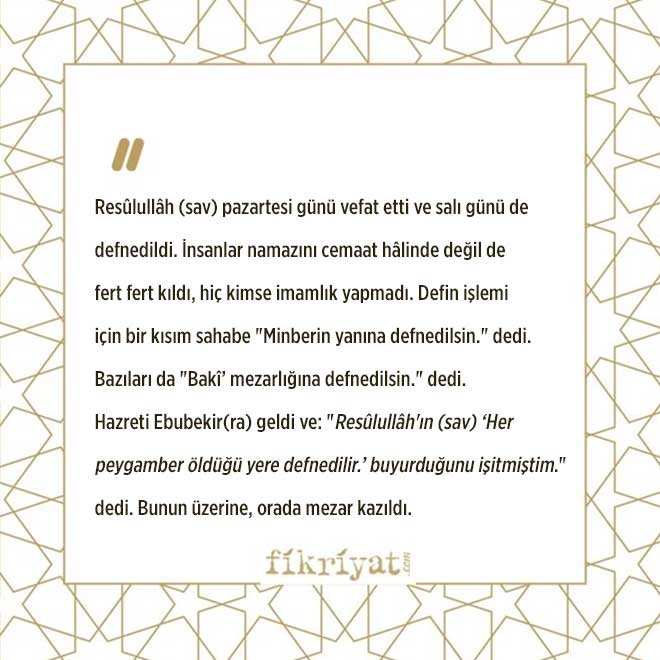 PEYGAMBERİMİZ NE ZAMAN VEFAT ETTİ?