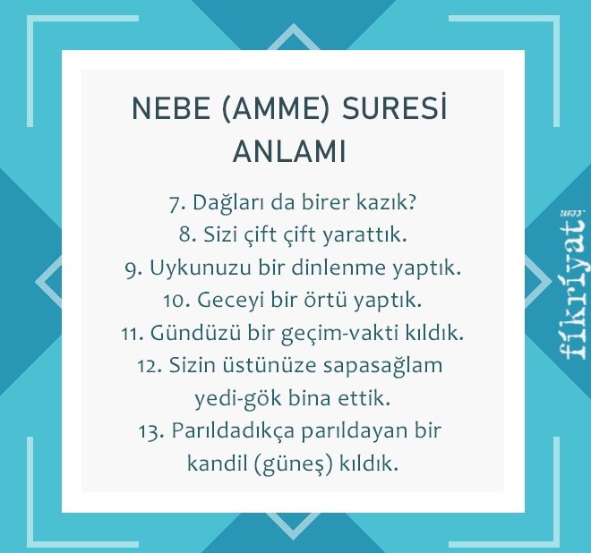 NEBE AMME SURESİ TÜRKÇE