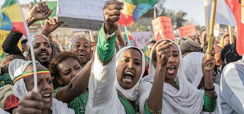 THOUSANDS DEMONSTRATE IN ETHIOPIA AGAINST FOREIGN INTERFERENCE