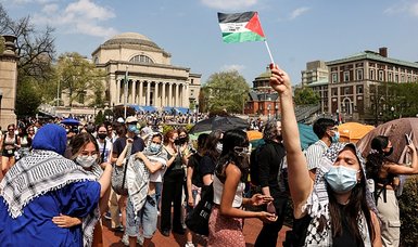 Pro-Palestinian students at Columbia University again set up tents