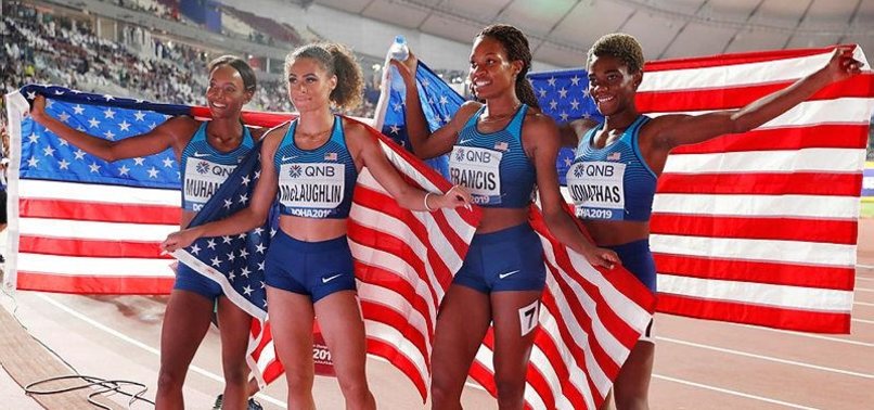 US USES 2 HURDLERS TO DOMINATE 4X400 RELAY