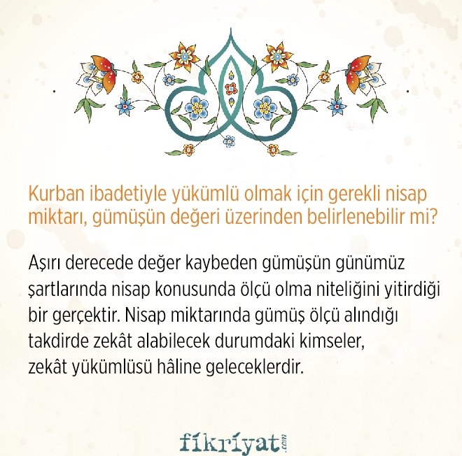 Kurban ibadetiyle yükümlü olmak için gerekli nisap miktarı, gümüşün değeri üzerinden belirlenebilir mi?