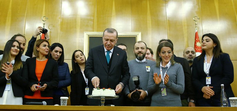 TURKISH PRESIDENT ERDOĞAN RECEIVES BIRTHDAY SURPRISE FROM JOURNALISTS