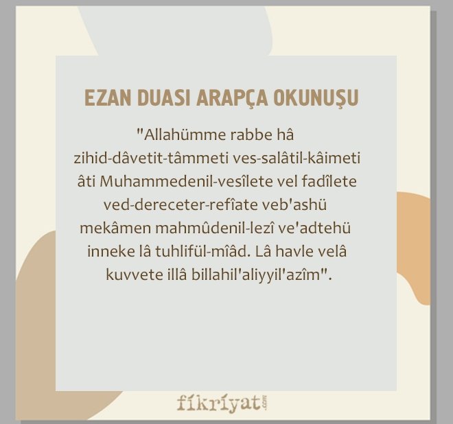 EZAN DUASI ARAPÇA OKUNUŞU