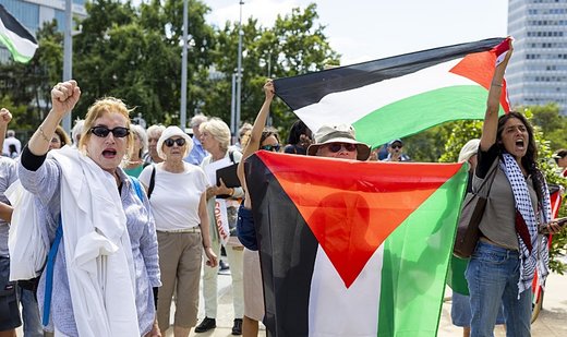 Protesters rally in Geneva in support of Palestine