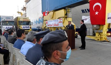 Lebanon receives Turkish food aid ship at Tripoli Port