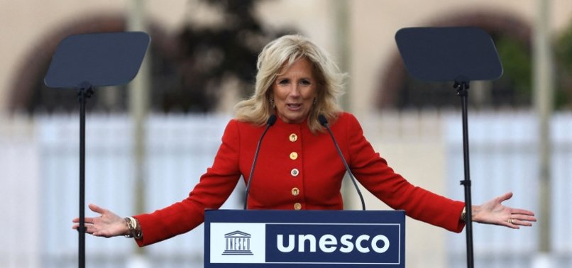 U.S. FIRST LADY ATTENDS AMERICAN FLAG-RAISING CEREMONY AT UNESCO