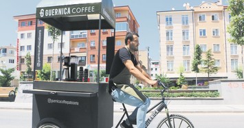 Man opens coffee shop on three wheels
