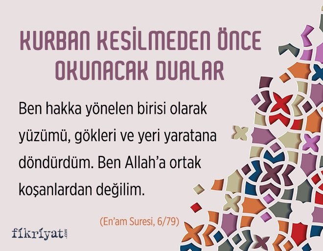 KURBAN KESİLMEDEN ÖNCE OKUNACAK DUALAR