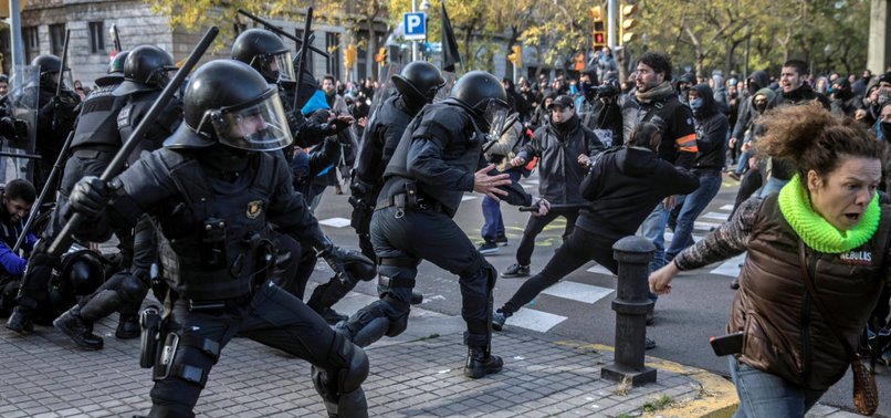 PROTESTERS CLASH WITH POLICE AS SPAIN CABINET MEETS IN CATALONIA