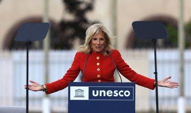 U.S. first lady attends American flag-raising ceremony at UNESCO