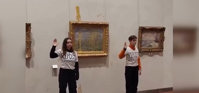 FRENCH ACTIVISTS ONCE AGAIN SPLATTER MAJOR PAINTING WITH SOUP