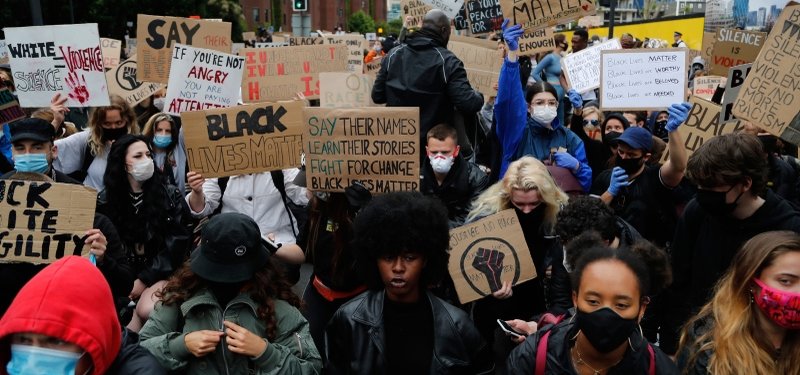 Thousands of Londoners join "Black Lives Matter" protest outside U.S. Embassy